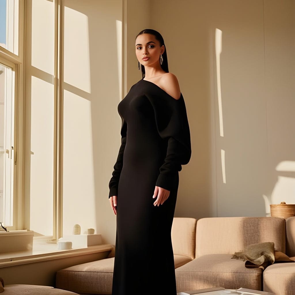 Serene Drop-Shoulder Sweater Dress