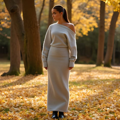 Serene Drop-Shoulder Sweater Dress