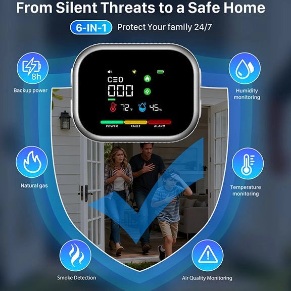 6-in-1 Carbon Monoxide Gas Smoke Detector