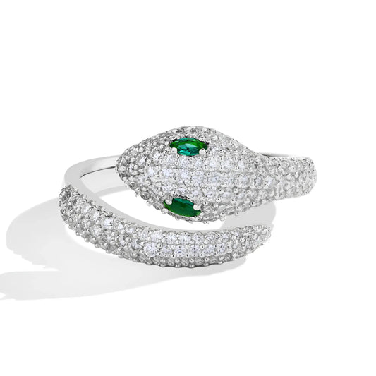 SerpentLuxe Pavé Moissanite Snake Wrap Ring